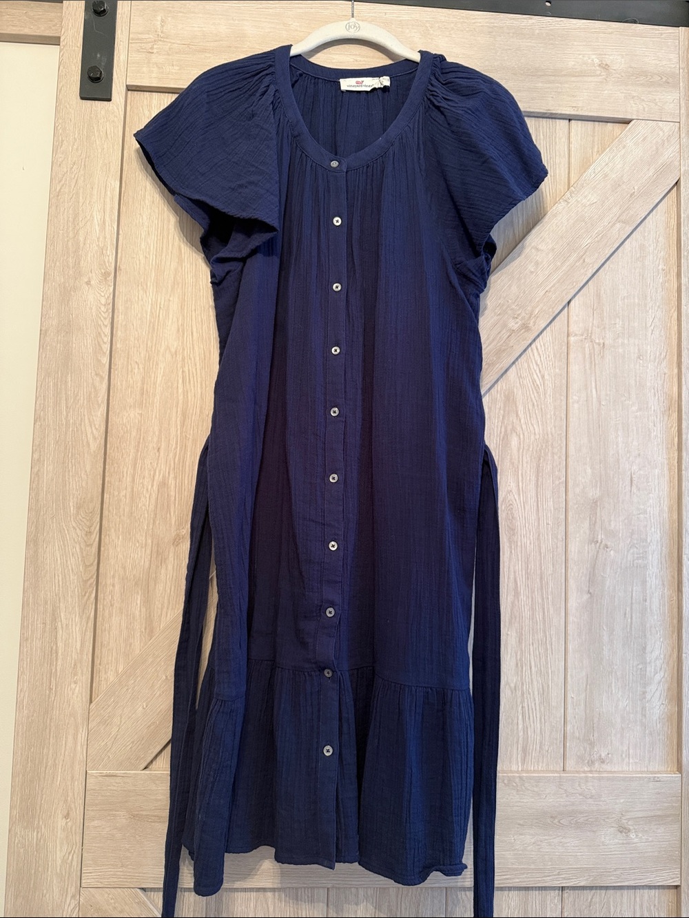 Vineyard Vines Navy Button-Front Midi Dress